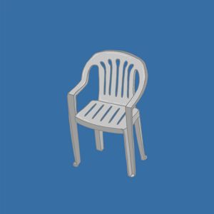 White plastic garden chair