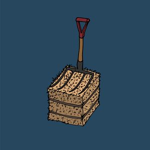 Hay fork on the hay bale chair